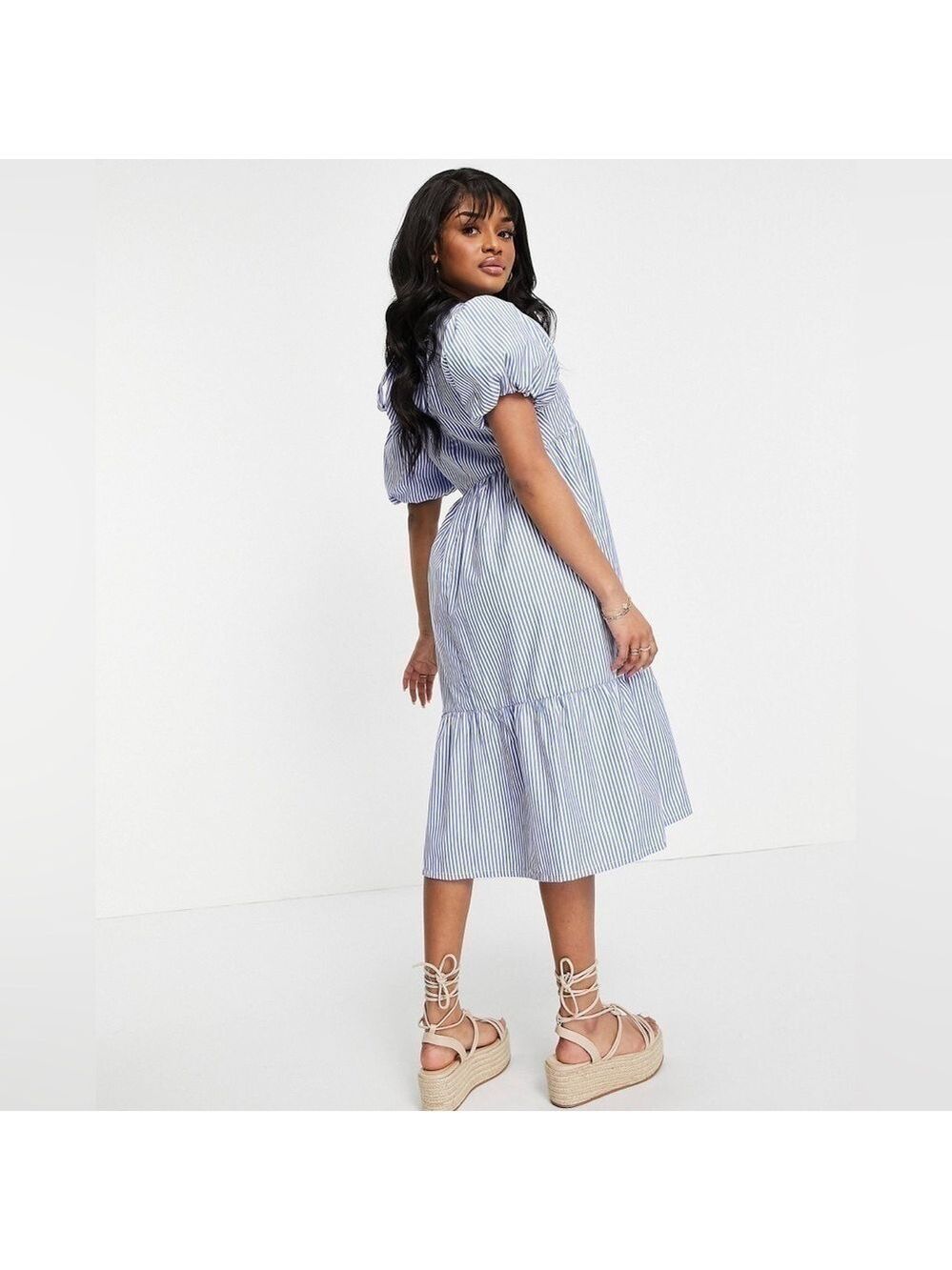 Influence Tie Neck Puff Sleeve Midi Dress. Size 12 - Picture 2 of 8